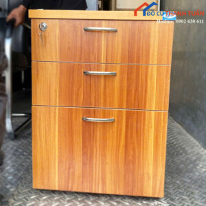 Tủ Hồ Sơ Gỗ Cũ 3 Ngăn Kéo Có Tay Nắm