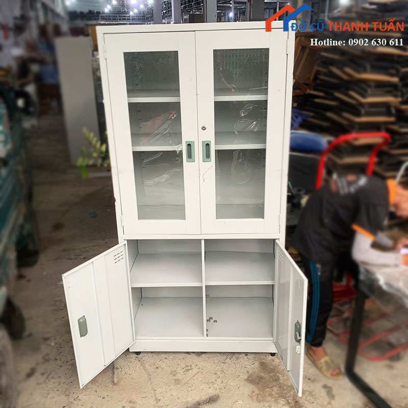 tu-ho-so-sat-cu-canh-kinh-2-tang-1 Tủ Hồ Sơ Sắt Cũ Cánh Kính 2 Tầng