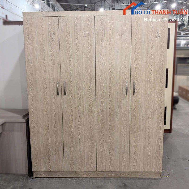 Tủ Quần Áo 4 Cánh Cũ 1m6 Có 2 Khoang Treo Đồ