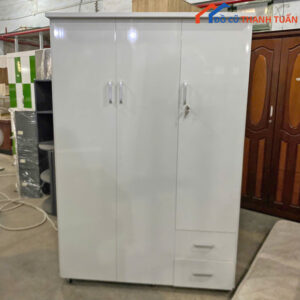 Tủ Quần Áo Nhựa 3 Cánh Màu Trắng Cũ 1M2