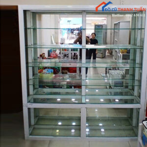 Tủ Trưng Bày Kính Cũ 1m8 Nhiều Tầng Rộng Rãi