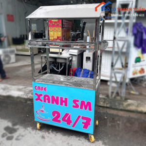 Xe Bán Cafe Cũ Khung Inox Có Bánh Xe