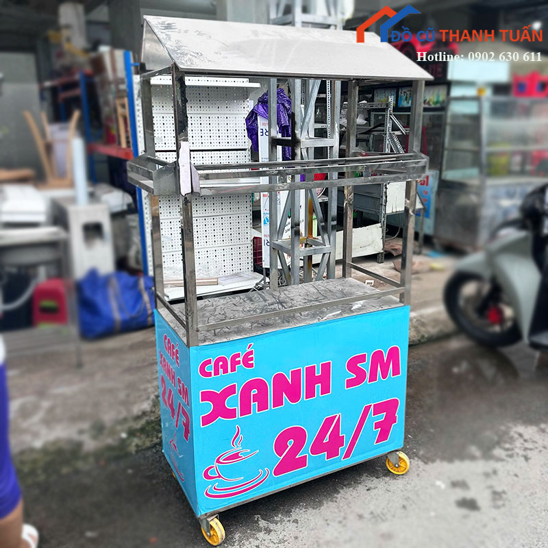 xe-ban-cafe-cu-khung-inox-co-banh-xe-3 Xe Bán Cafe Cũ Khung Inox Có Bánh Xe