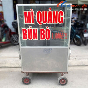 Xe Bán Hàng Inox Cũ Có Tủ Kính Nhiều Tầng