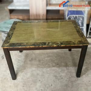 Bàn Ăn Mặt Kính Cũ Viền Vân Đá Sang Trọng