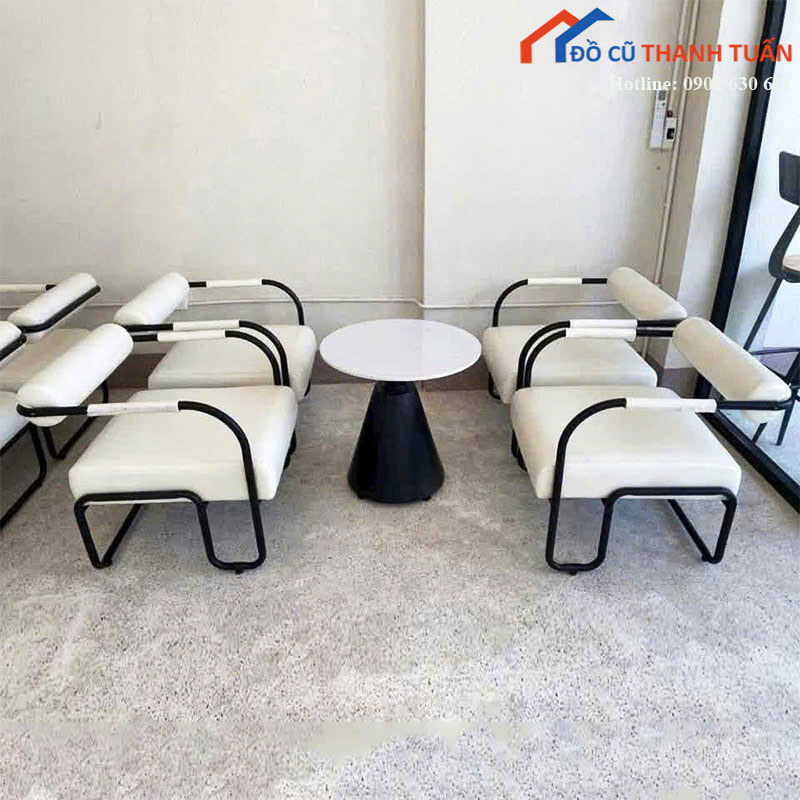 Bàn Ghế Cafe Mới 99% Khung Sắt Bọc Da