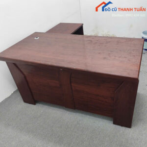 Bàn Giám Đốc Cũ Chữ L Gỗ Màu Nâu