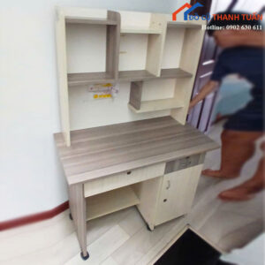 Bàn Học Liền Kệ Gỗ Công Nghiệp Cũ Có Hộc Kéo