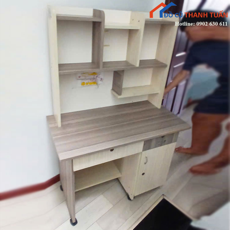 Bàn Học Liền Kệ Gỗ Công Nghiệp Cũ Có Hộc Kéo