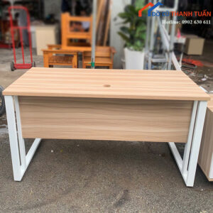 Bàn Làm Việc Cũ 1m4 Mặt Gỗ Chân Sắt Trắng