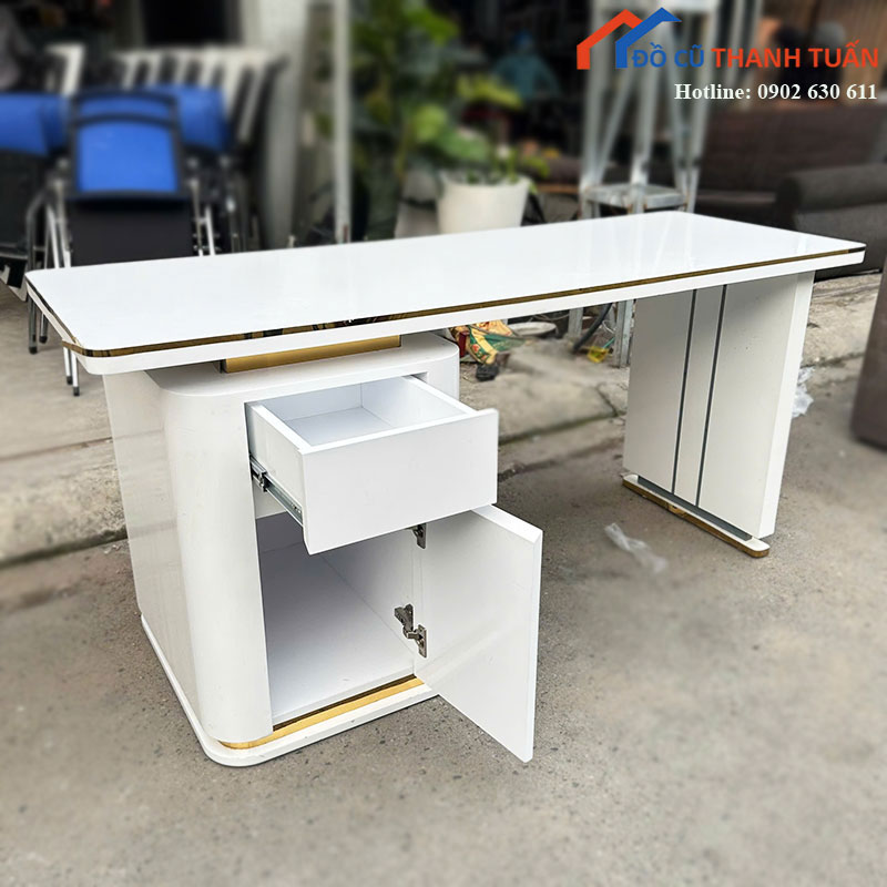 ban-lam-viec-cu-1m6-mau-trang-co-hoc-tu-1 Bàn Làm Việc Cũ 1m6 Màu Trắng Có Hộc Tủ