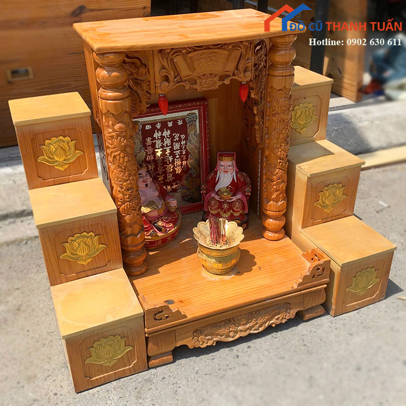 Bàn Thờ Thần Tài Ông Địa Cũ Bằng Gỗ