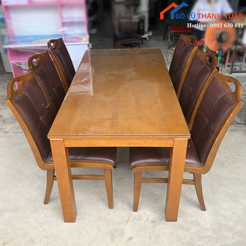 bo-ban-an-cu-6-ghe-go-nem-da-mau-nau-3 Thanh Lý Đồ Nội Thất Cũ - Chuyên Mua Bán Bàn Ghế Cũ Giá Tốt Nhất