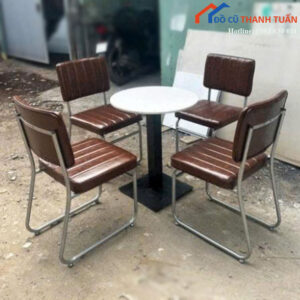 Bộ Bàn Ghế Cafe Bọc Nệm Mới 99% Bàn Mặt Composite