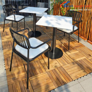 Bộ Bàn Ghế Cafe Chân Sắt Mặt Composite Mới 99%