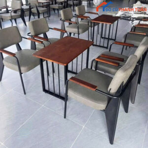 Bộ Bàn Ghế Cafe Mới 99% Ghế Napa Có Tay Vịn Gỗ