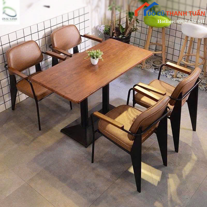 bo-ban-ghe-cafe-moi-99-ghe-nem-da-napa-mau-nau Bộ Bàn Ghế Cafe Mới 99% Ghế Nệm Da Napa Màu Nâu