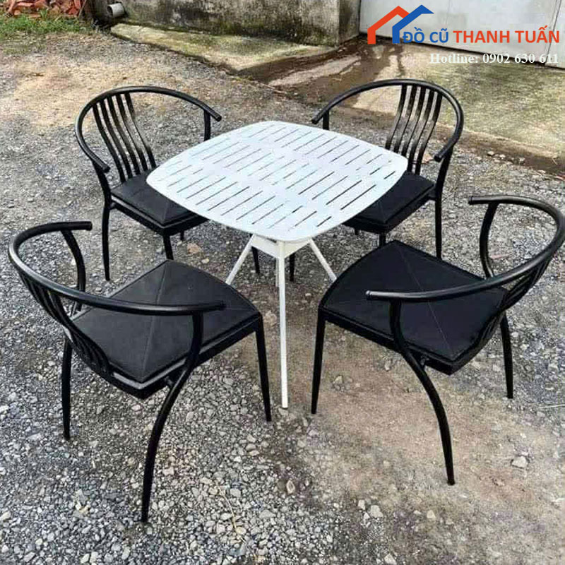 Bộ Bàn Ghế Cafe Visbon Mới 99% Bàn 4 Chân Mặt Sắt