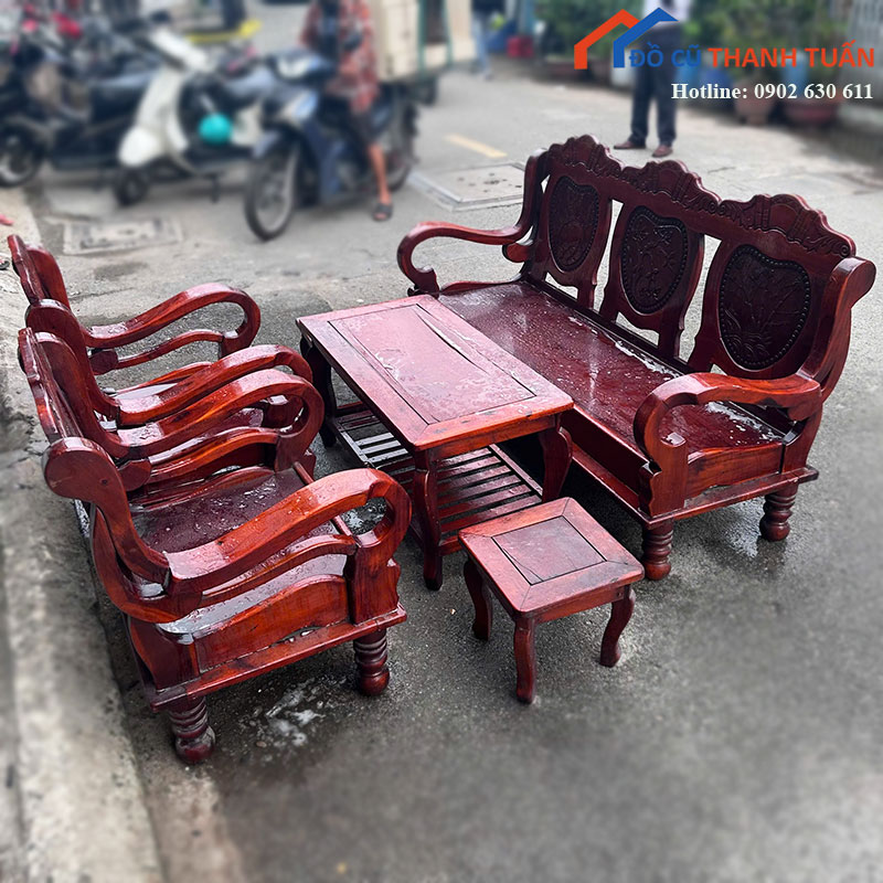 bo-salon-go-cu-cham-hoa-van-1 Bộ Salon Gỗ Cũ Chạm Hoa Văn