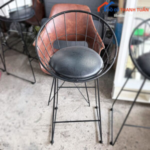 Ghế Bar Cũ Khung Sắt Dáng Tròn Có Nệm Ngồi