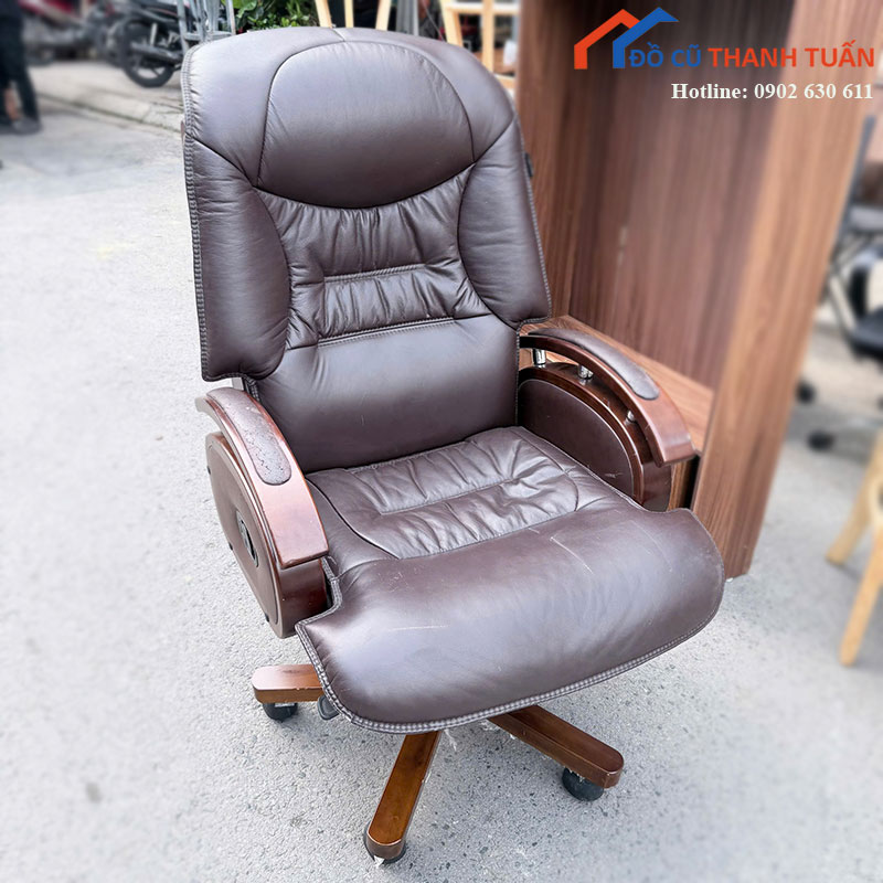 ghe-giam-doc-cu-boc-da-lung-cao-tay-vin-op-go-3 Ghế Giám Đốc Cũ Bọc Da Lưng Cao Tay Vịn Ốp Gỗ