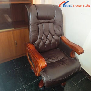 Ghế Làm Việc Cũ Chân Xoay Có Tay Vịn Gỗ
