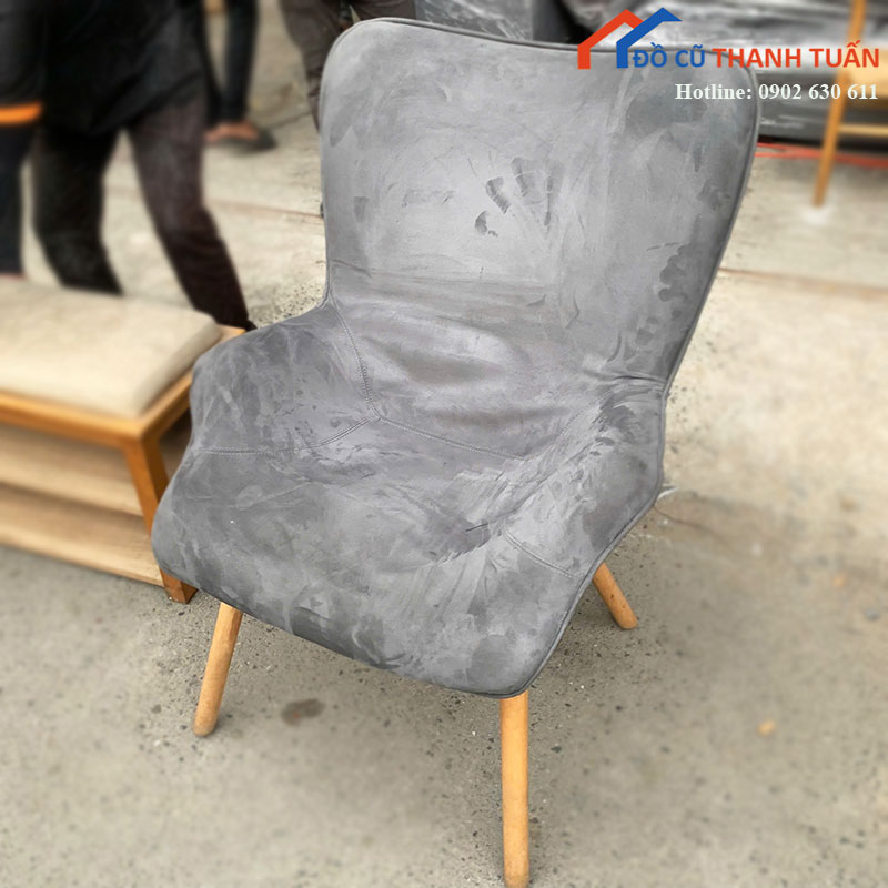 Ghế Sofa Đơn Cũ Bọc Nỉ Chân Gỗ