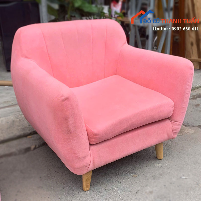 ghe-sofa-don-cu-boc-ni-mau-hong-chan-go-4 Thanh Lý Đồ Nội Thất Cũ - Chuyên Mua Bán Bàn Ghế Cũ Giá Tốt Nhất