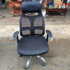 Ghế Văn Phòng Cũ Lưng Lưới Có Tựa Đầu Màu Đen