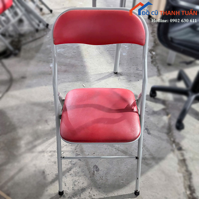Ghế Xếp Cũ Nệm Xanh Khung Sắt Gọn Nhẹ