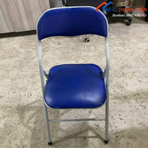 Ghế Xếp Cũ Nệm Xanh Khung Sắt Gọn Nhẹ