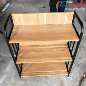 Kệ Để Đồ Cũ 3 Tầng Khung Sắt Mặt Gỗ