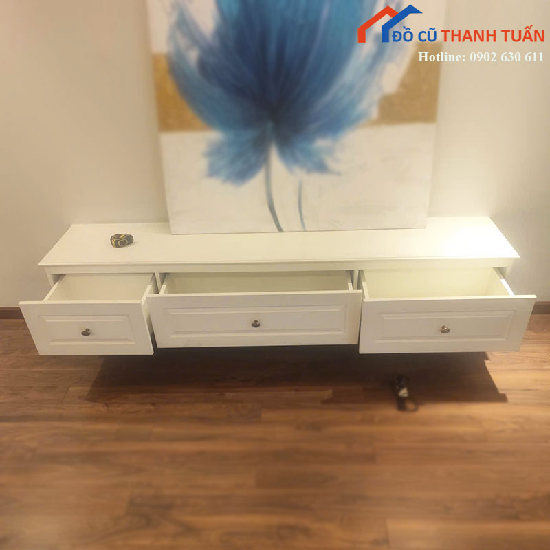 ke-tivi-cu-mau-trang-dai-2m07-co-3-hoc-2 Kệ Tivi Cũ Màu Trắng Dài 2m07 Có 3 Hộc