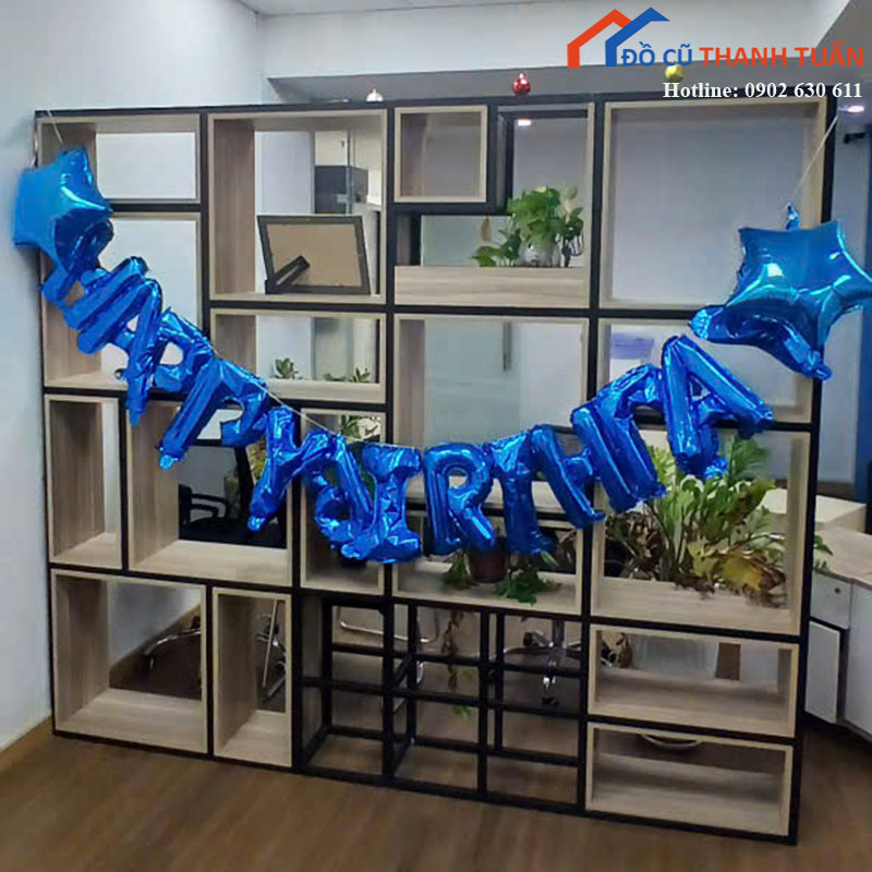 Kệ Trang Trí Cũ Khung Sắt Kết Hợp Gỗ Nhiều Ô