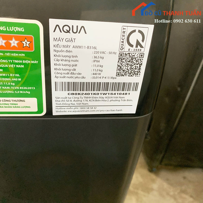 may-giat-aqua-cu-11kg-inverter-cua-tren-4 Máy Giặt Aqua Cũ 11kg Inverter Cửa Trên