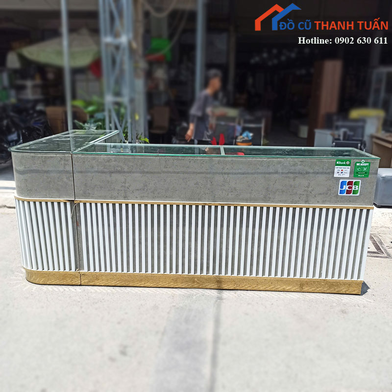 quay-le-tan-chu-l-cu-mat-kinh-2m56-5 Quầy Lễ Tân Chữ L Cũ Mặt Kính 2m56