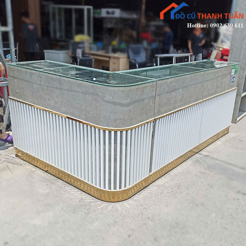 Quầy Lễ Tân Chữ L Cũ Mặt Kính 2m56