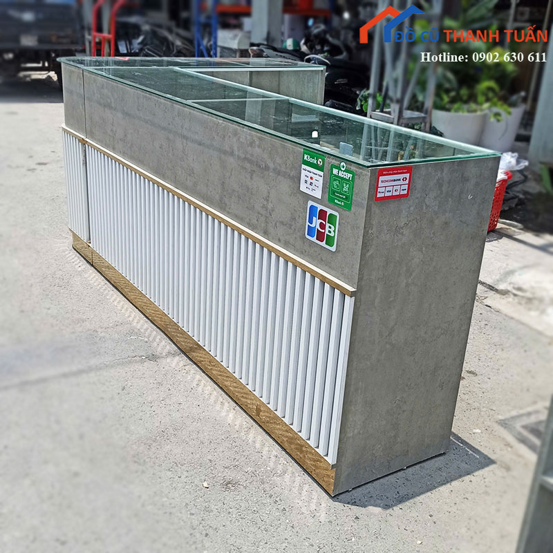 quay-le-tan-chu-l-cu-mat-kinh-2m56-7 Quầy Lễ Tân Chữ L Cũ Mặt Kính 2m56