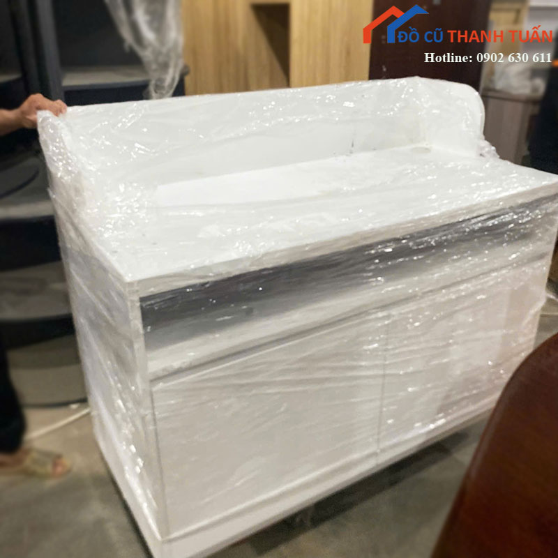 Quầy Lễ Tân Cũ 1m2 Màu Trắng Có Hộc Tủ