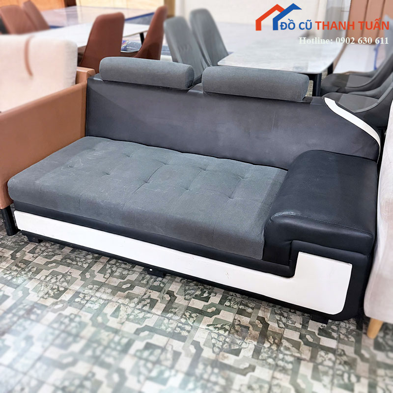 sofa-bang-cu-boc-da-phoi-vai-mau-xam-den-3 Thanh Lý Đồ Nội Thất Cũ - Chuyên Mua Bán Bàn Ghế Cũ Giá Tốt Nhất