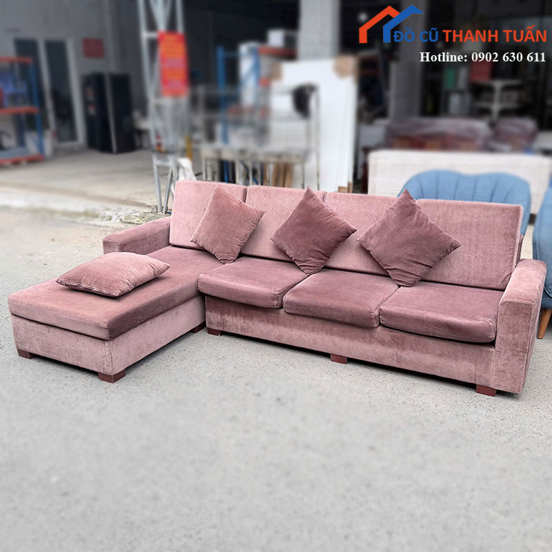 sofa-goc-cu-mau-nau-kem-ghe-don-5 Sofa Góc Cũ Màu Nâu Kèm Ghế Đôn