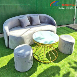 Sofa Hạt Đậu Bọc Nỉ 1m8 Dáng Cong Mới 99%