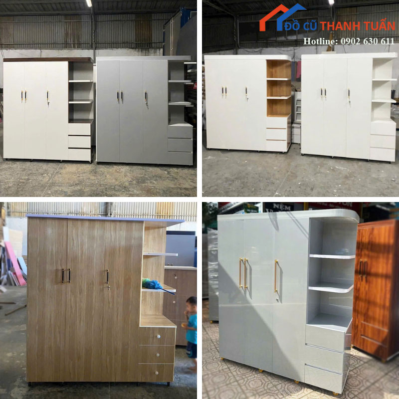 Tủ Áo Nhựa Kèm 3 Cánh Kệ Trang Trí Mới 99% Có Hộc