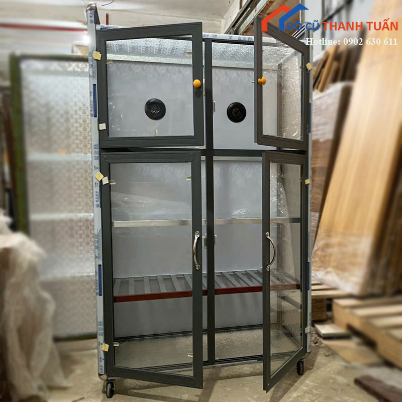 Tủ Chén Nhôm Kính Mới 99% 4 Cánh 80cm