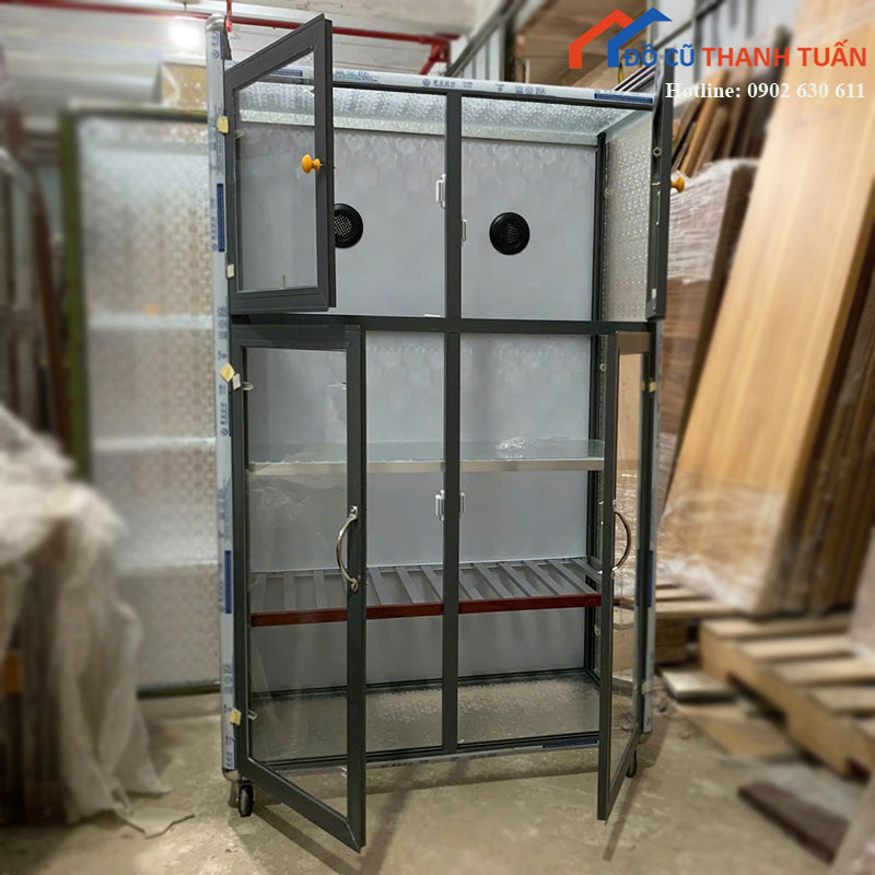 tu-chen-nhom-kinh-moi-99-4-canh-80cm-3 Tủ Chén Nhôm Kính Mới 99% 4 Cánh 80cm
