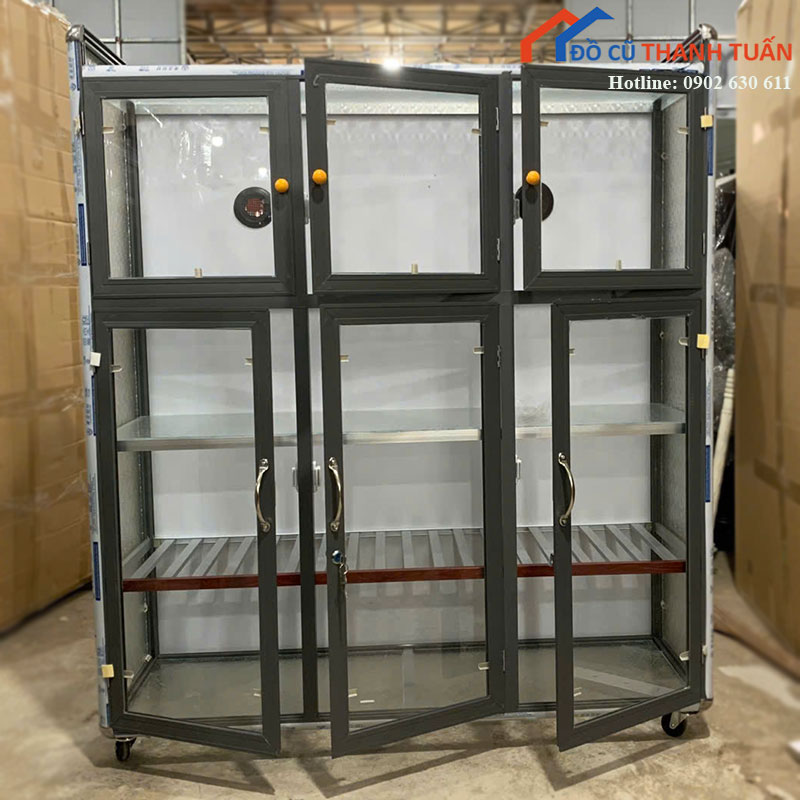 tu-chen-nhom-kinh-moi-99-co-banh-xe-3 Tủ Chén Nhôm Kính Mới 99% Có Bánh Xe
