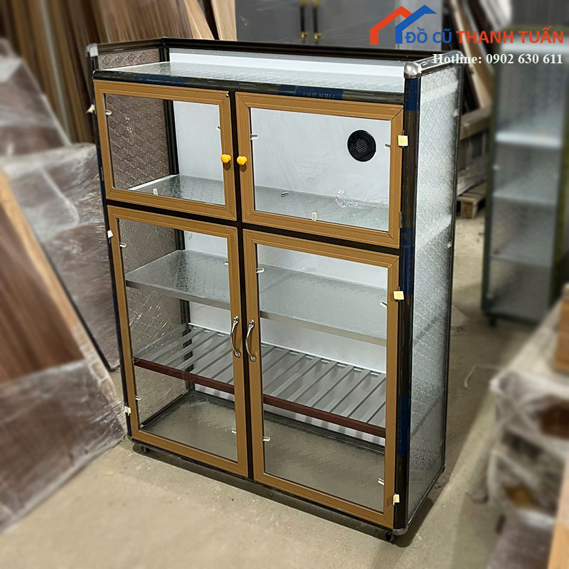 tu-chen-nhom-moi-99-1m28-co-banh-xe-1 Tủ Chén Nhôm Mới 99% 1m28 Có Bánh Xe