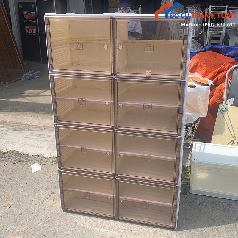 Tủ Giày Dép Cũ Nhựa 8 Ngăn Cánh Trong Suốt