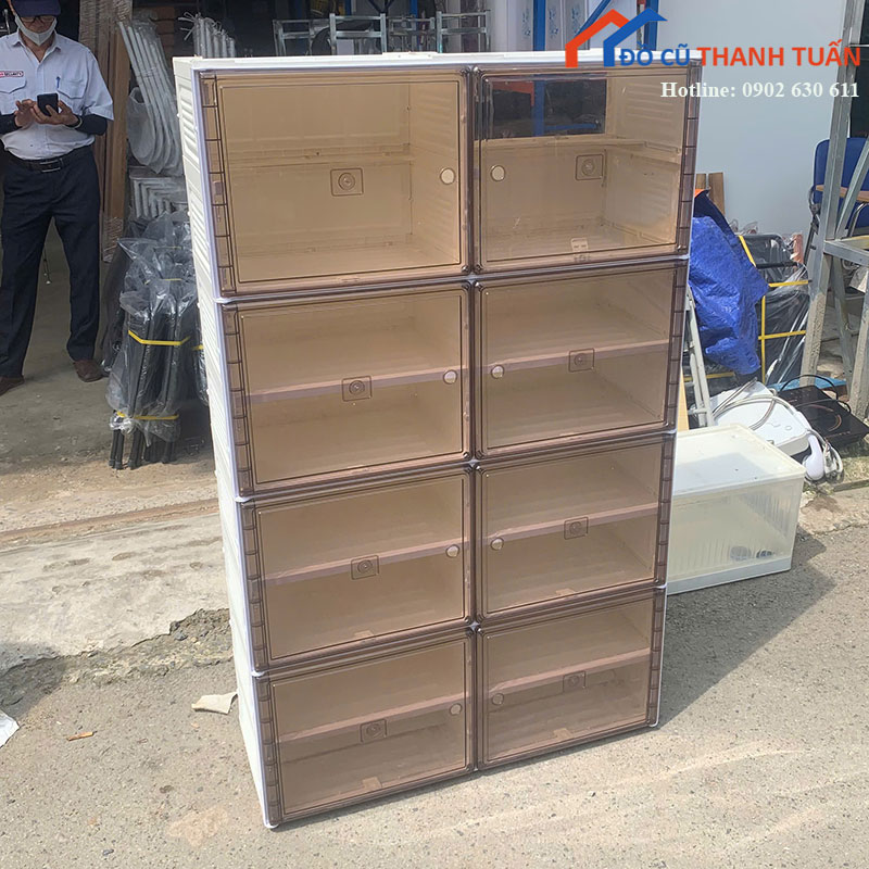 tu-giay-dep-cu-nhua-8-ngan-canh-trong-suot-2 Tủ Giày Dép Cũ Nhựa 8 Ngăn Cánh Trong Suốt