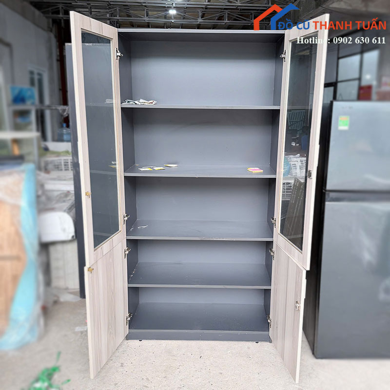 tu-ho-so-cu-1m-4-canh-co-2-canh-kinh-1 Tủ Hồ Sơ Cũ 1m 4 Cánh Có 2 Cánh Kính